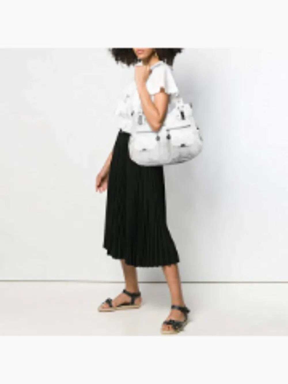 Large Double Zipper Multi Pocket Washed PU Leather Shoulder Bag Handbag